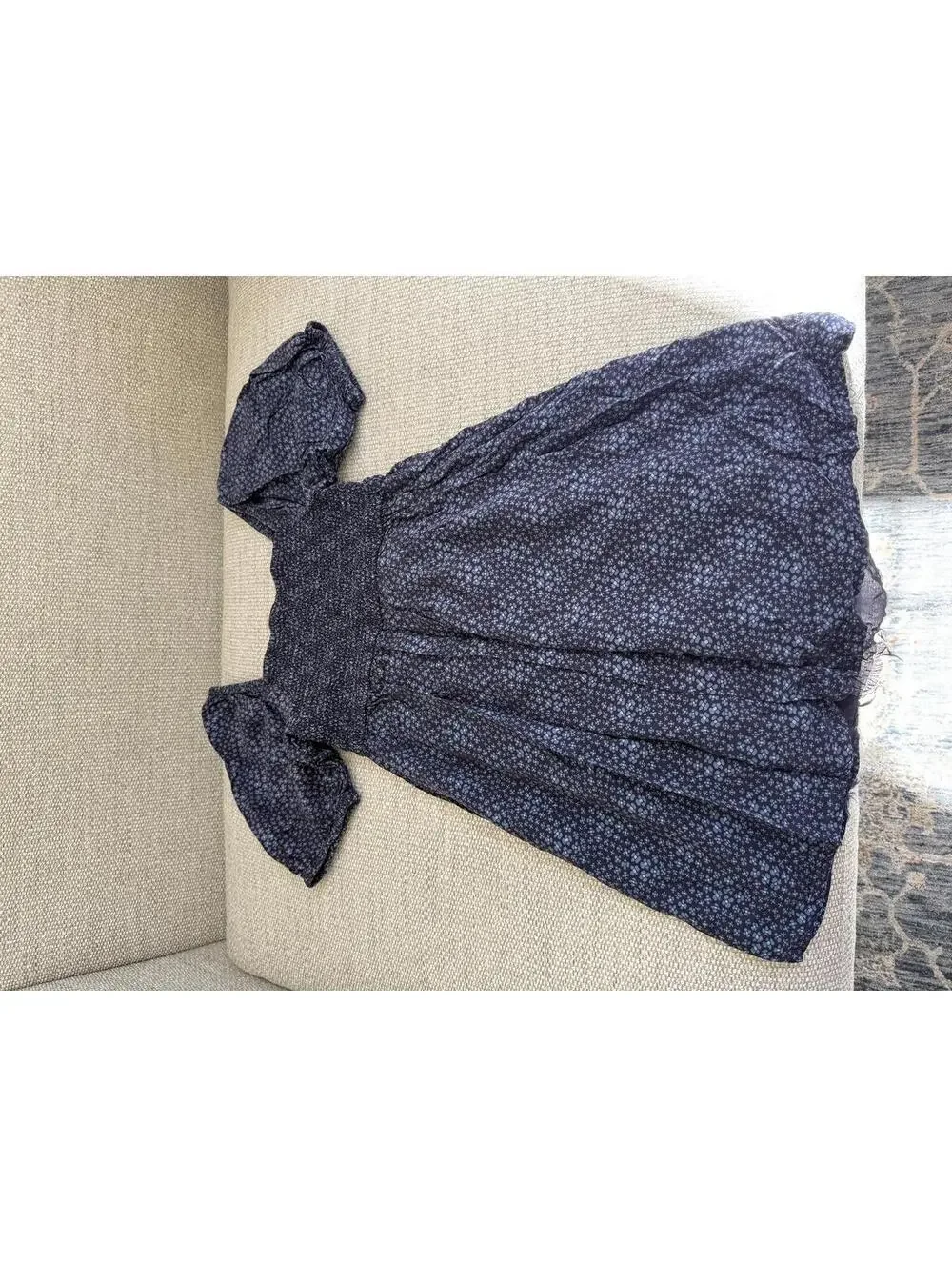 Gap Kids Smocked Blue Floral Dress Size XL (12) Puff Sleeve